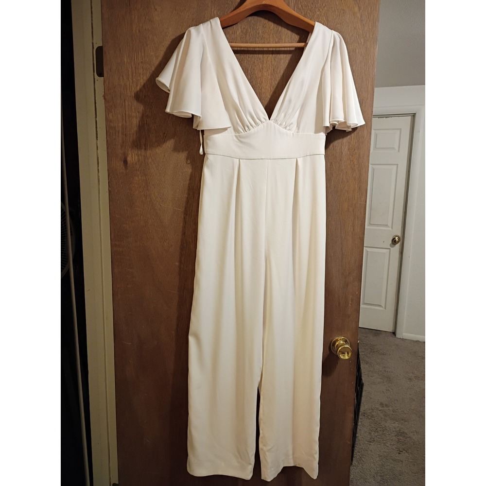 BHLDN Sachin & Babi Women's Ivory Emmie Satin‎ Jumpsuit Sz 6
